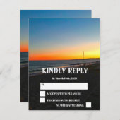 Ocean Beach Tropical Coastal Sunset Wedding RSVP (Voorkant / Achterkant)