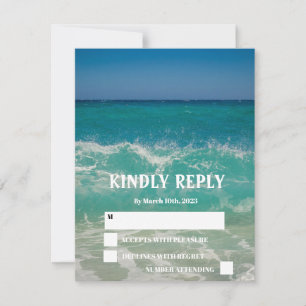 Ocean Beach Tropical Elegant Wedding Carte RSVP