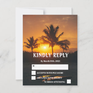 Ocean Beach Tropical Sunset Wedding Carte RSVP