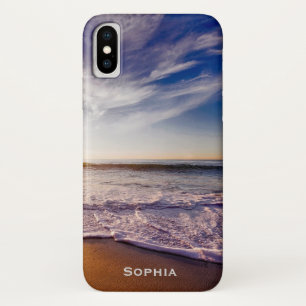 Ocean Beach Vacation Monogram Name iPhone X Hoesje