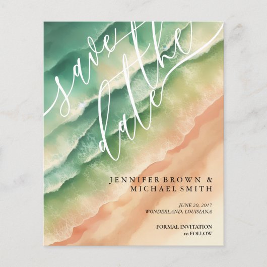 Ocean Beach Waterverf Zomergroene zon Flyer (Voorkant)