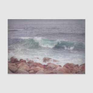 Ocean Beach Waves Blauwgroen Nautical Digital Art  Tissuepapier