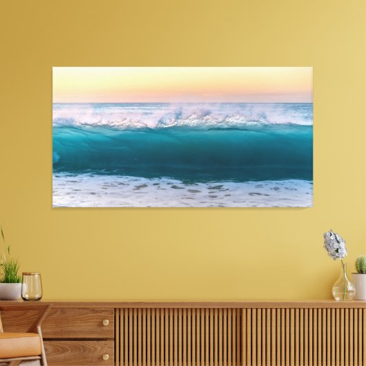 Ocean Beach Waves Sunset Canvas Afdruk (Insitu (Woonkamer))