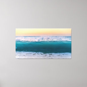 Ocean Beach Waves Sunset Canvas Afdruk