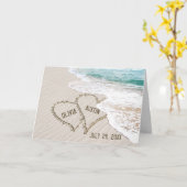Ocean Beach Wedding Hearts Kaart (Gele Bloem)