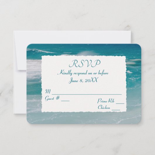 Ocean Beach Wedding RSVP Kaart (Voorkant)