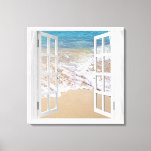 Ocean Beach Window Canvas Afdruk