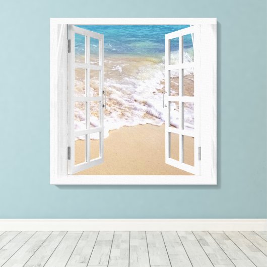 Ocean Beach Window Canvas Afdruk (Insitu (Houten vloer))
