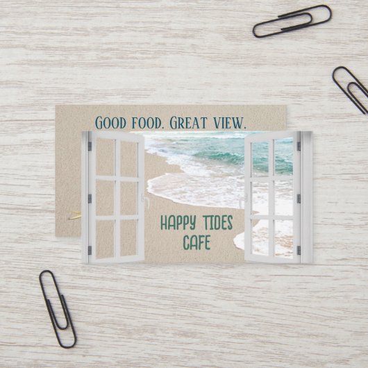 Ocean Beach Window With Surf Scene Visitekaartje (Voorkant / Achterkant in situ)