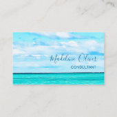 Ocean Beach Zee Reizen QR Code Aqua Blue Stijlvol Visitekaartje (Voorkant)