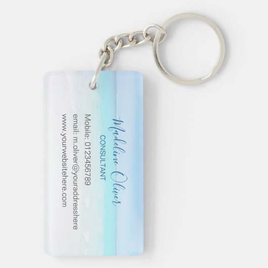 Ocean Beach Zee Travel Aqua Blue Stylish Sleutelhanger (achterkant)