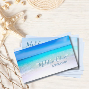 Ocean Beach Zee Travel Aqua Blue Stylish Visitekaartje