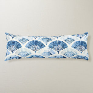 Ocean Blauw Aquarel Geometrische Gradiënt Art Deco Lichaamskussen