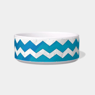 Ocean Blauwe Chevron Patroon Voerbakje