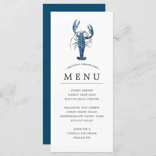 Ocean Blauwe Thema | Kreeft Bak Menu (Voorkant / Achterkant)