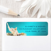 Ocean Blauwgroen Blue Aqua Seashells Beach Address Etiket (Insitu)