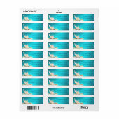 Ocean Blauwgroen Blue Aqua Seashells Beach Address Etiket (Full Sheet)