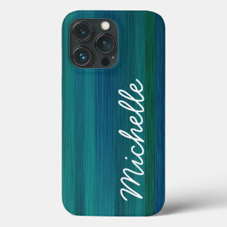 Ocean Blauwgroen Blue Green & White Custom Cursive iPhone 13 Pro Hoesje