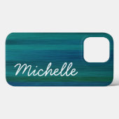 Ocean Blauwgroen Blue Green & White Custom Cursive Case-Mate iPhone Case (Achterkant (horizontaal))