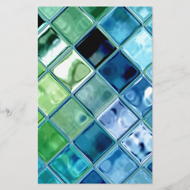 Ocean Blauwgroen Glass Tile Art Paper (Voorkant)