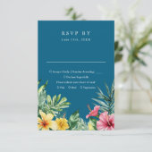 Océan Bleu Aquarelle Tropicale Mariage Floral RSVP (Debout devant)