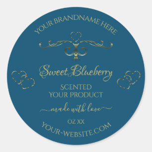 Océan Bleu Produit Étiquettes Décoré Coeurs Or