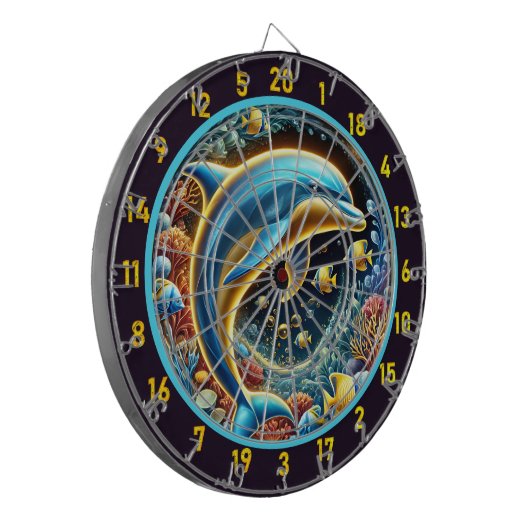 Ocean Bliss Dolphin Dartboard Design Dartbord (Voorkant Links)