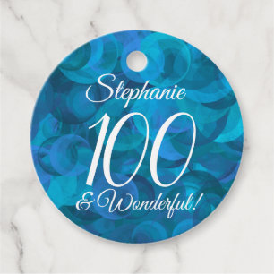 Ocean Blue 100 en Wonderful Birthday Party Bedankjes Labels