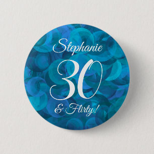 Ocean Blue 30 en Flirty Birthday Party Ronde Button 5,7 Cm