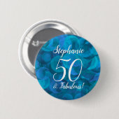 Ocean Blue 50 en Fabulous Birthday Party Button (Voorkant /achterkant)