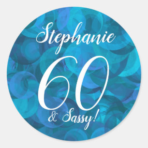 Ocean Blue 60 en Sassy verjaardagsgunst Ronde Sticker