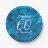Ocean Blue 60 en Sensational Birthday Party Papieren Bordje (Voorkant)