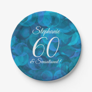 Ocean Blue 60 en Sensational Birthday Party Papieren Bordje