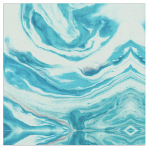 Ocean Blue Abstract Painted Beach Marmeren Golven Stof