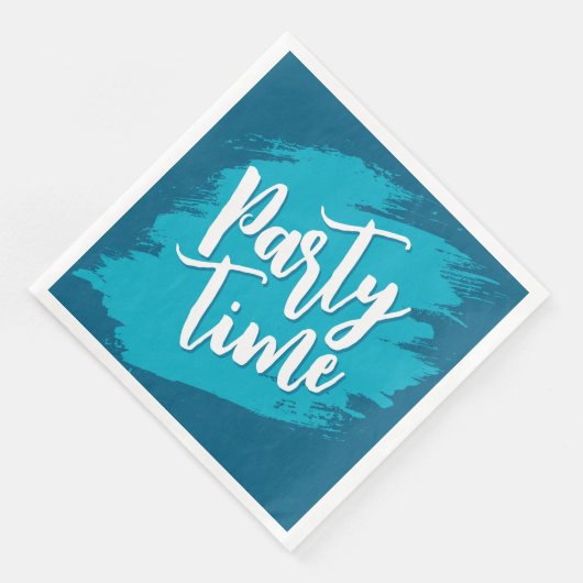 Ocean Blue Abstracte Paint Stroke Party Time Servet (Hoek)