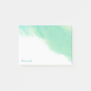 Ocean Blue Abstracte Waterverf met Monogram Post-it® Notes
