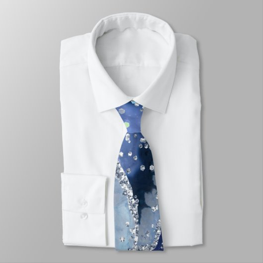 Ocean Blue Agate Parties scintillant Cravate (Attaché)