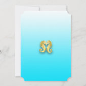 Ocean Blue Ancre Gold Faire-part de mariage (Dos)