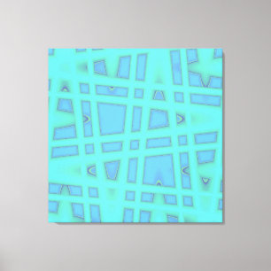 Ocean Blue Baby Blauw Modern Geometrisch Golfpatro Canvas Afdruk