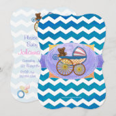 Ocean Blue Baby shower Scallop Kaart (Voorkant / Achterkant)