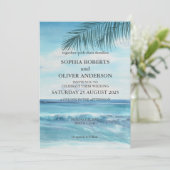 Ocean Blue Beach Wedding Invitation (Debout devant)