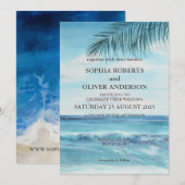 Ocean Blue Beach Wedding Invitation (Devant / Derrière)