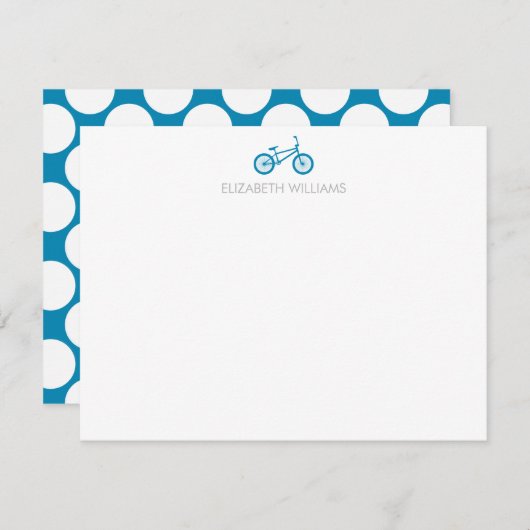 Ocean Blue Bicycle en grote Stippen Note Cards Kaart (Voorkant / Achterkant)