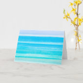 Ocean Blue Blauwgroen Waterverf Ombre Streep Kaart (Gele Bloem)