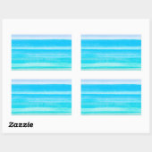 Ocean Blue Blauwgroen Waterverf Ombre Streep Rechthoekige Sticker (Vel)
