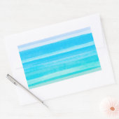 Ocean Blue Blauwgroen Waterverf Ombre Streep Rechthoekige Sticker (Envelop)