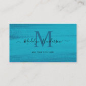 Ocean Blue Brush Strokes Modern Brush QR-code Visitekaartje (Voorkant)