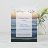 Océan Blue Celebration of Life Memorial Invitation (Debout devant)