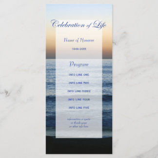 Ocean Blue Celebration of Life-programmakaart Programma