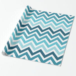 Ocean Blue Chevron Ombre Wrapping Paper Cadeaupapier